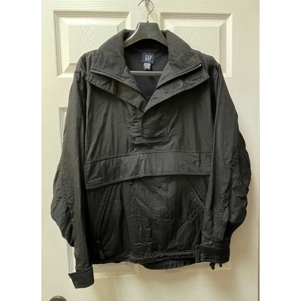 Vintage‎ GAP Men's XS Black Packed Hooded Anorak Pocket 90s Outdoor RipStop